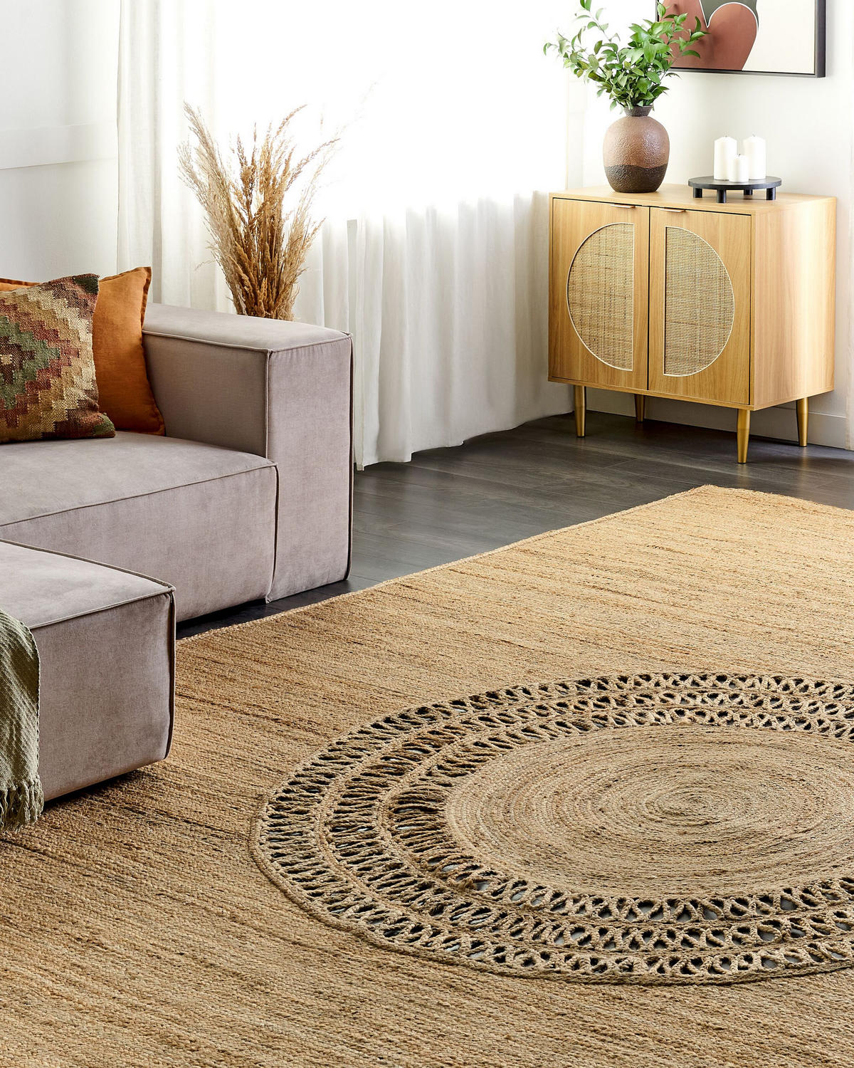 TEPPICH geflochten Beige 160/230 cm Bogazoren - Beige, Naturmaterialen (160/230cm) - Beliani