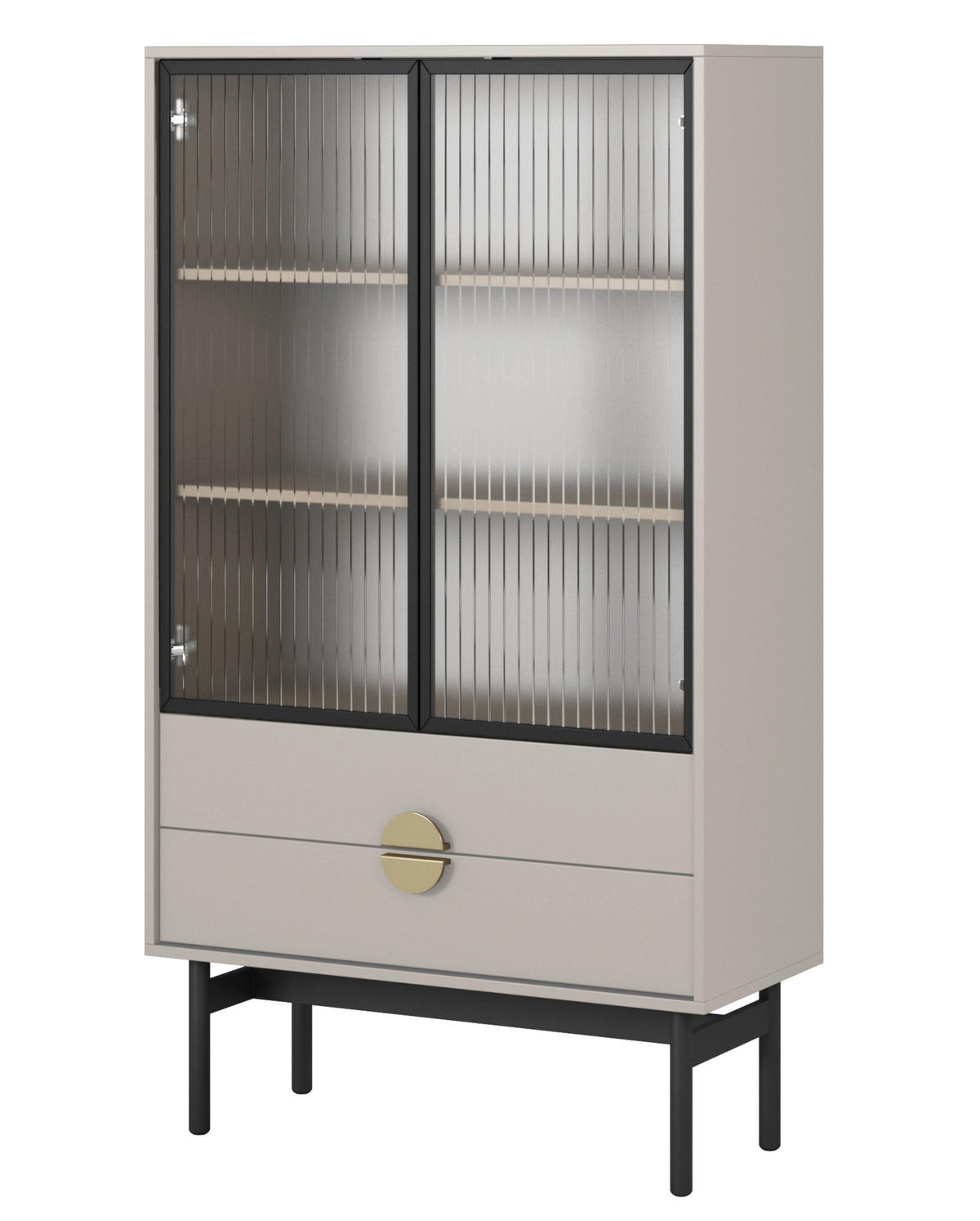 VITRINE Stoon II Taupe 85 cm - černá/zlatá, kov/kompozitní dřevo (85/150/41cm) - Selsey