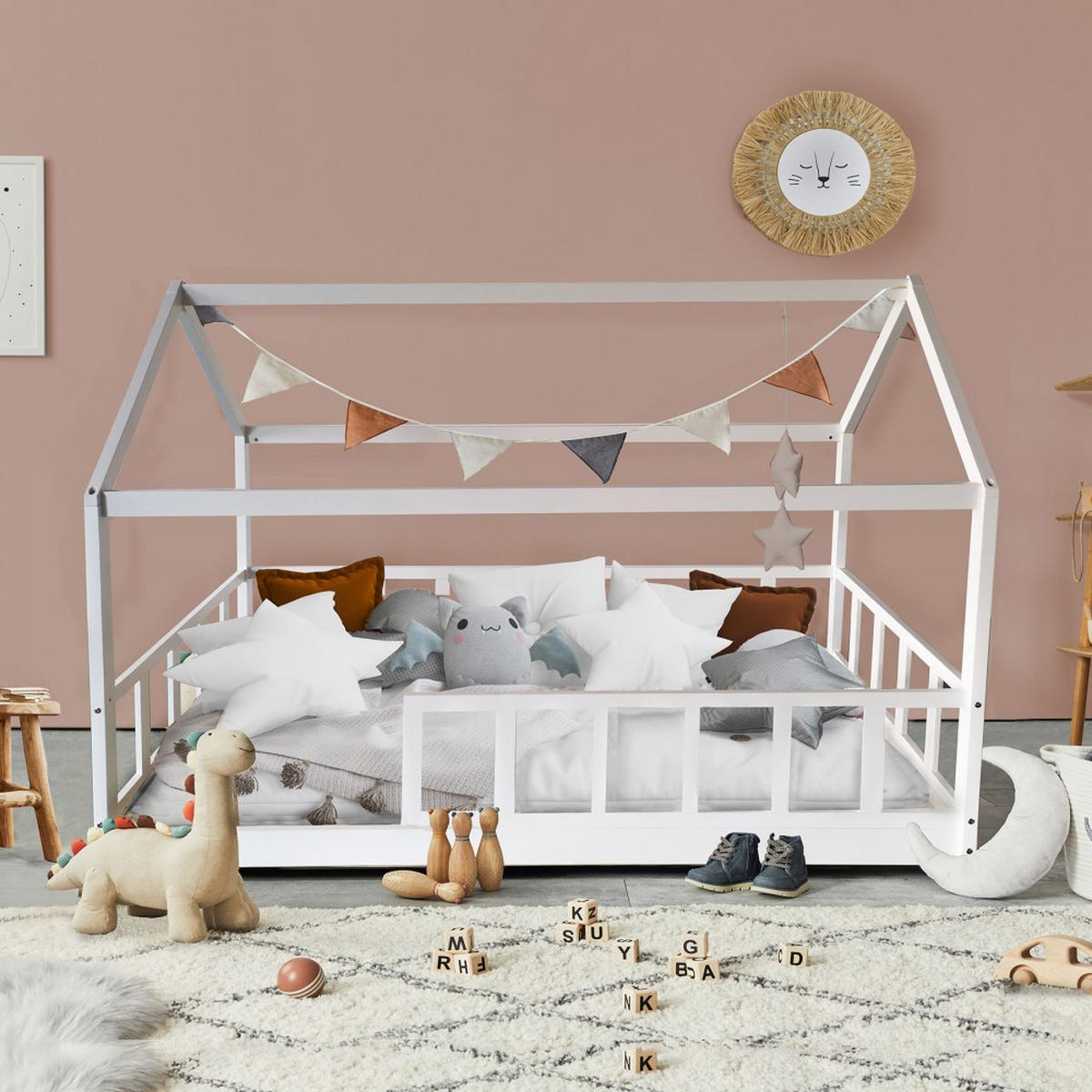 HAUSBETT KIWI mit Lattenrost / Hausbett 90x200 - Weiß - Weiß, Holz (90/200cm) - Weber Industries