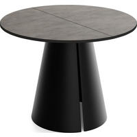 ESSTISCH Lamio runder ausziehbarer, Beton-Optik Dunkelgrau 100-180/100/76 cm - Dunkelgrau/Schwarz, Holzwerkstoff/Metall (100/100/76cm) - WFL GROUP