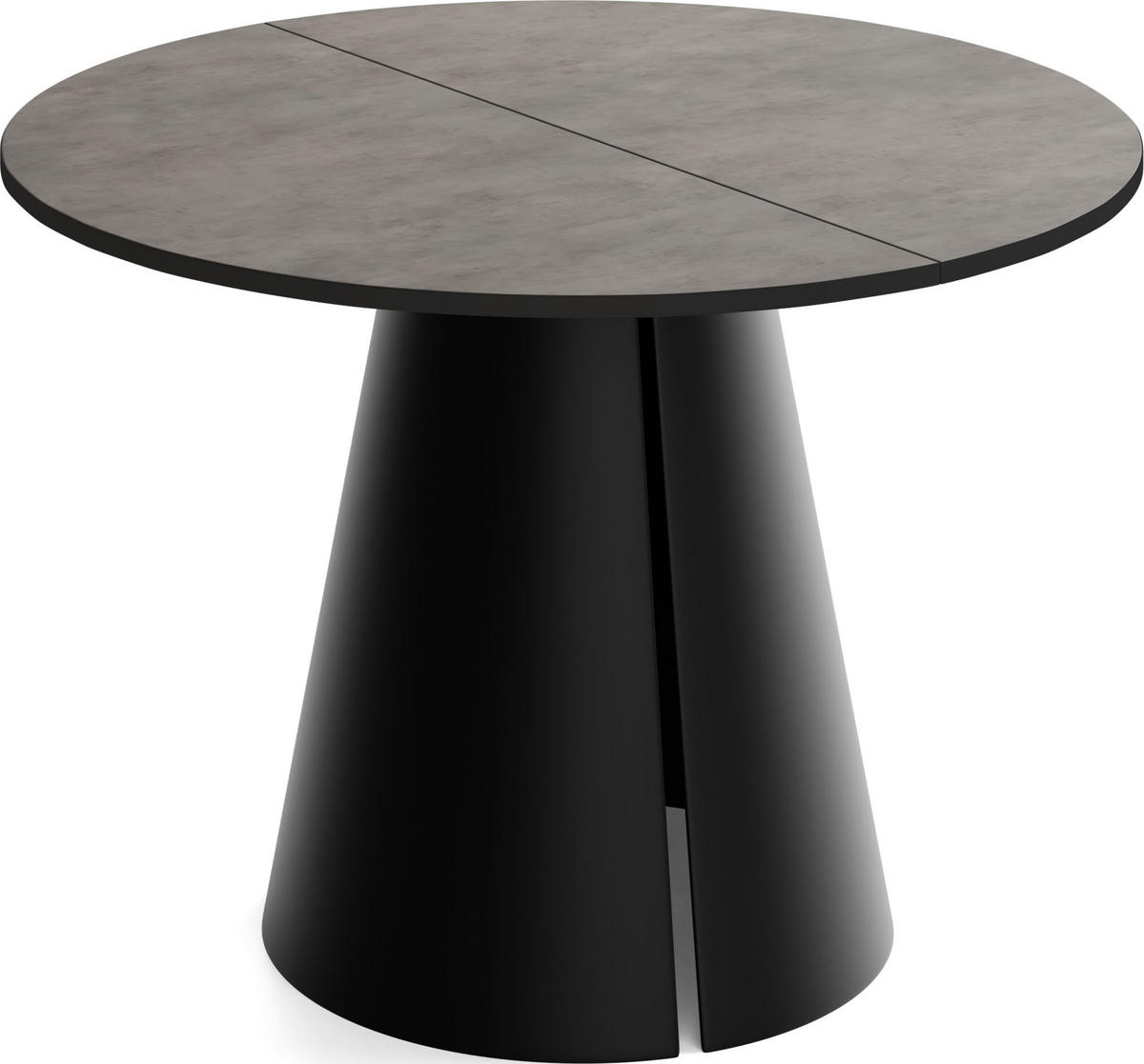 ESSTISCH Lamio runder ausziehbarer, Beton-Optik Dunkelgrau 100-180/100/76 cm - Dunkelgrau/Schwarz, Holzwerkstoff/Metall (100/100/76cm) - WFL GROUP