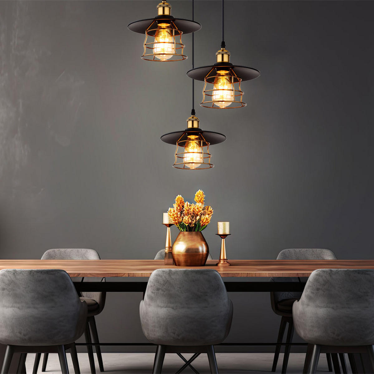 HÄNGELEUCHTE VIEJO Metall Schwarz Gitter - Schwarz, Metall (33/33/150cm) - Globo Lighting