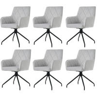 STUHL SET 6 Stück 360° Drehbarer mit Rautenmuster in Grau - Grau, Textil (54/85/60cm) - KOMHTOM