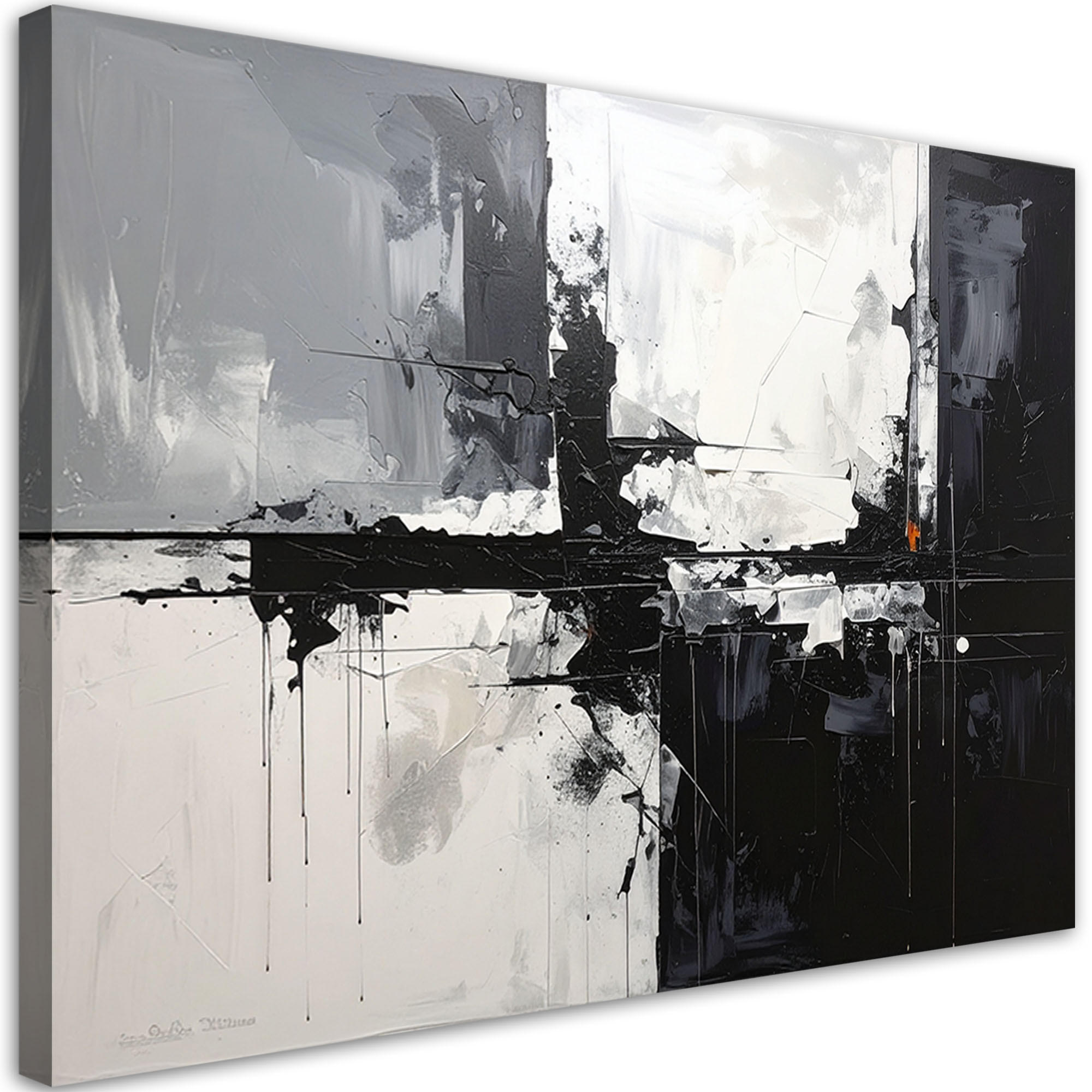 WANDBILD, Moderne Abstrakt in Schwarz Weiß - Schwarz, Textil (100/70cm) - Feeby