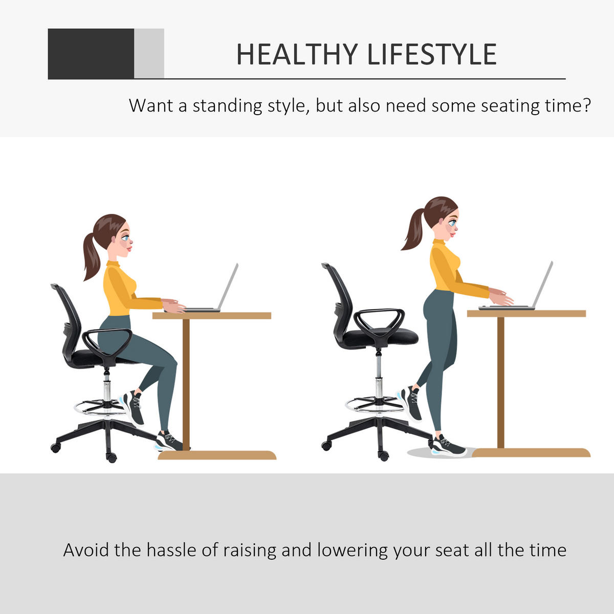 PRACOVNÍ ŽIDLE Ergonomická otočná židle Kancelářská židle s nastavitelnou výškou a opěrkou nohou - černá, textil (66/120/68cm) - Vinsetto