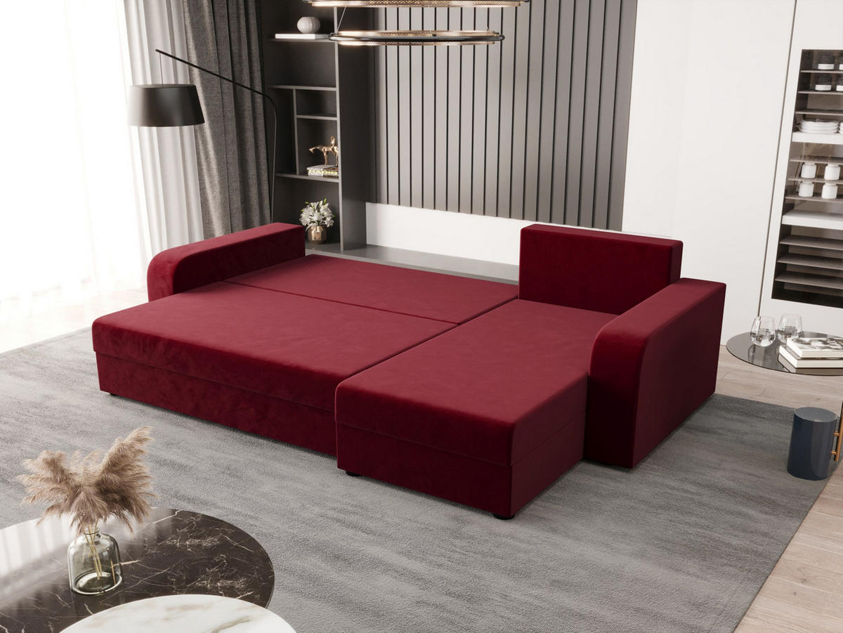 ECKSOFA HEWLET L BIS Itaka 34 Rechts mit Schlaffunktion - Bordeaux, Textil (240/140cm) - Bedante