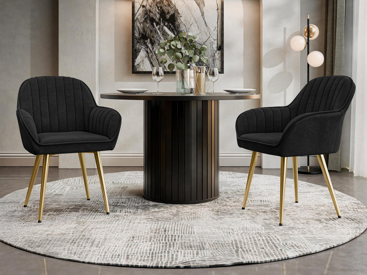 STUHL-SET Muz DC-1107/GL - Goldfarben/Schwarz, Textil/Metall (58/86/59cm) - MIRJAN24