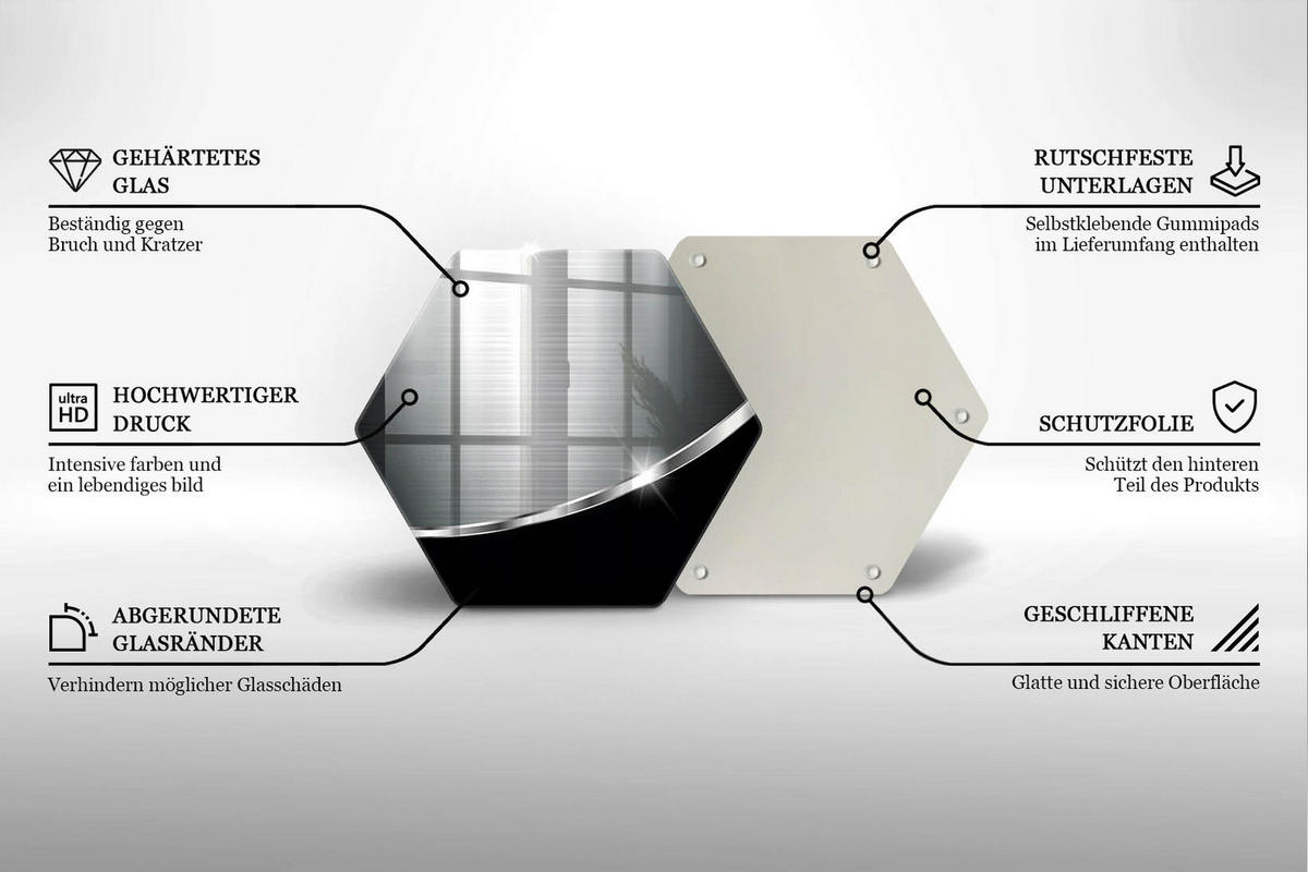 GLASPLATTE 40 cm Metallische Abstraktion - Alufarben, Glas (40/40cm) - Wallfluent