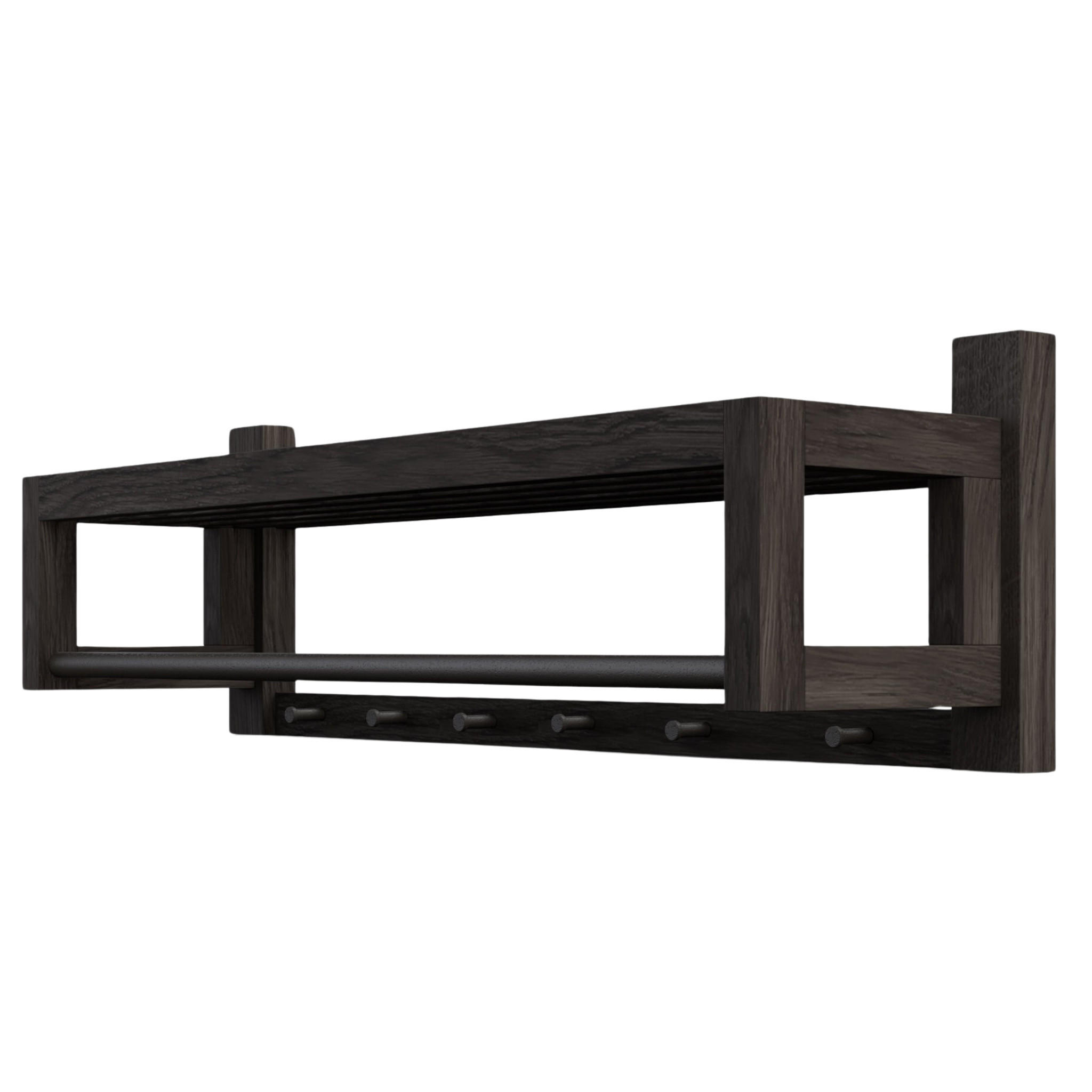 WANDGARDEROBE Bo, schwarze Eiche und schwarzes Metall, 26/88/26 cm - Schwarz, Holz (88/26/26cm) - WOODEK