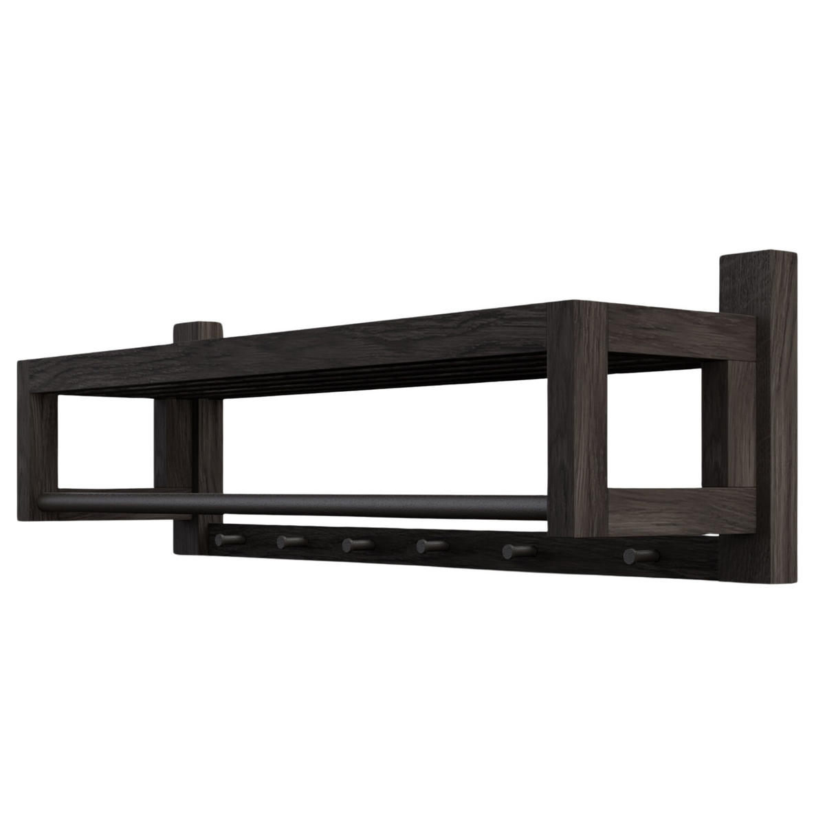 WANDGARDEROBE Bo, schwarze Eiche und schwarzes Metall, 26/88/26 cm - Schwarz, Holz (88/26/26cm) - WOODEK