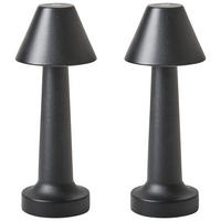 KABELLOSE LED Tischlampe 2er Set mit Dimmer Metall Schwarz Joanes - Schwarz, Metall (9/9/24cm) - Beliani