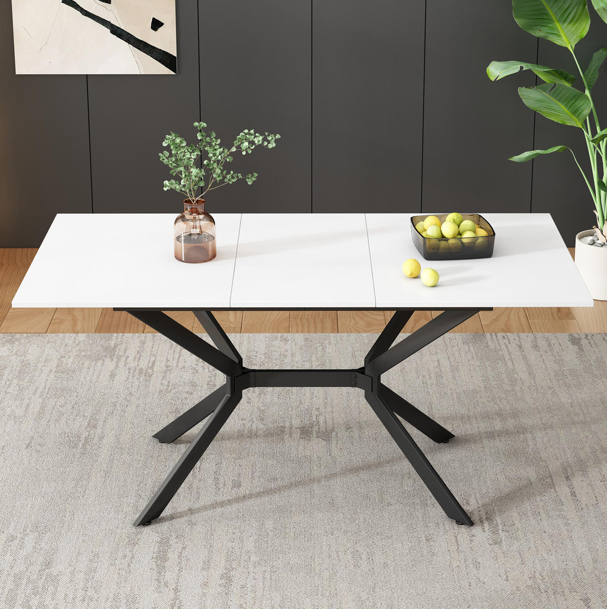 ESSTISCH 120/160/80 cm ausziehbar mit MDF-Tischplatte und Metallbeinen, Weiß - Weiß, Holzwerkstoff (160/75/80cm) - Redom