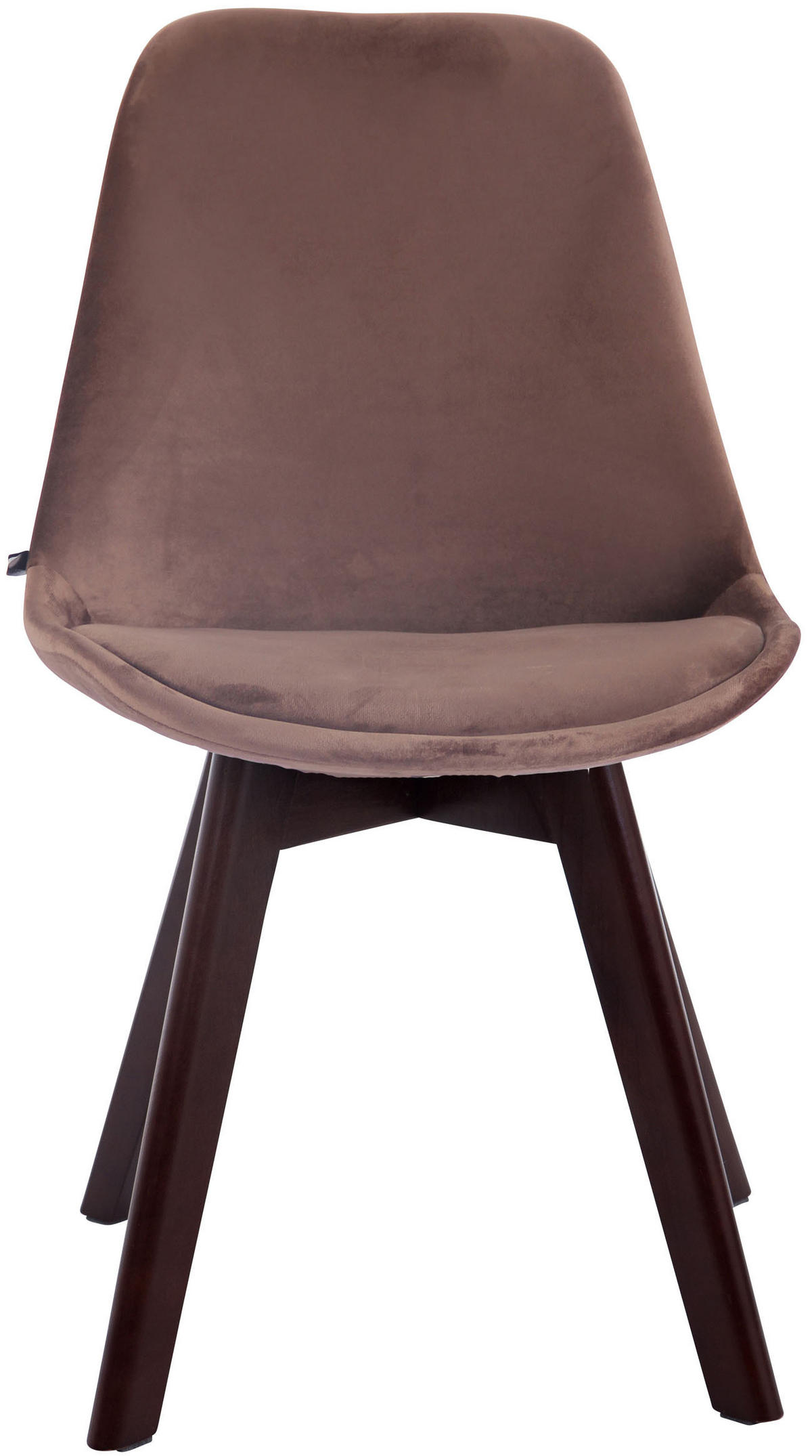 STUHL 4er Set Samt braun - Walnussfarben/Braun, Holz/Textil (48/84/55cm) - CLP
