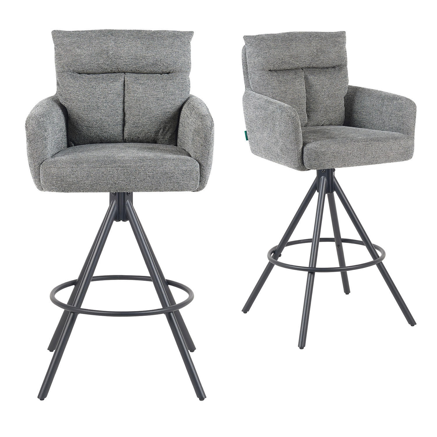 BARHOCKER Lio - Schwarz/Grau, Textil/Metall (54/103/57cm) - DUBI Möbel