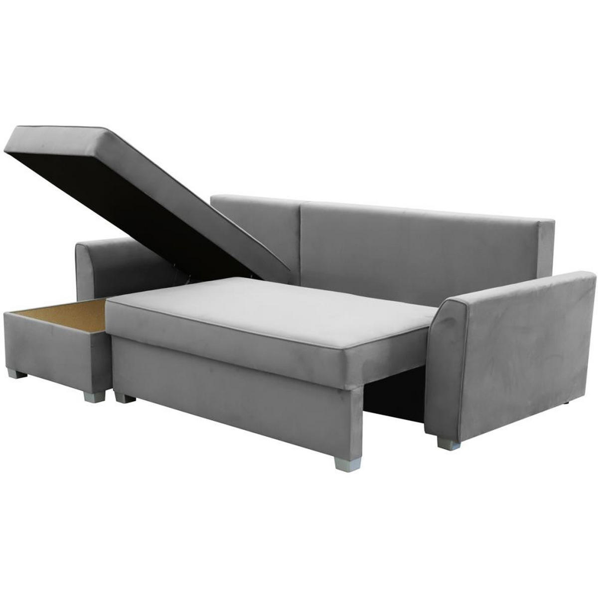 ECKSCHLAFSOFA Teramo hellgrau - Hellgrau/Schwarz, Kunststoff/Textil (235/150cm) - Beautysofa