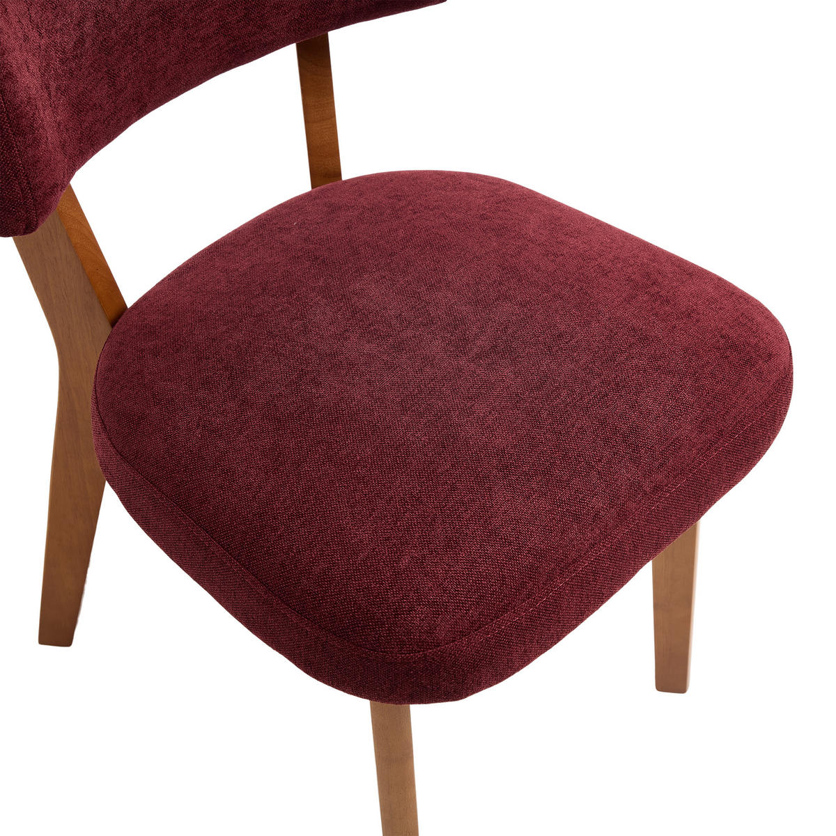 STUHL-SET 2 Stück Mid-Century Massivholzbeine, DE-42268, Bordeauxrot - Weinrot, Holz (47/77/54.5cm) - ComfortXL