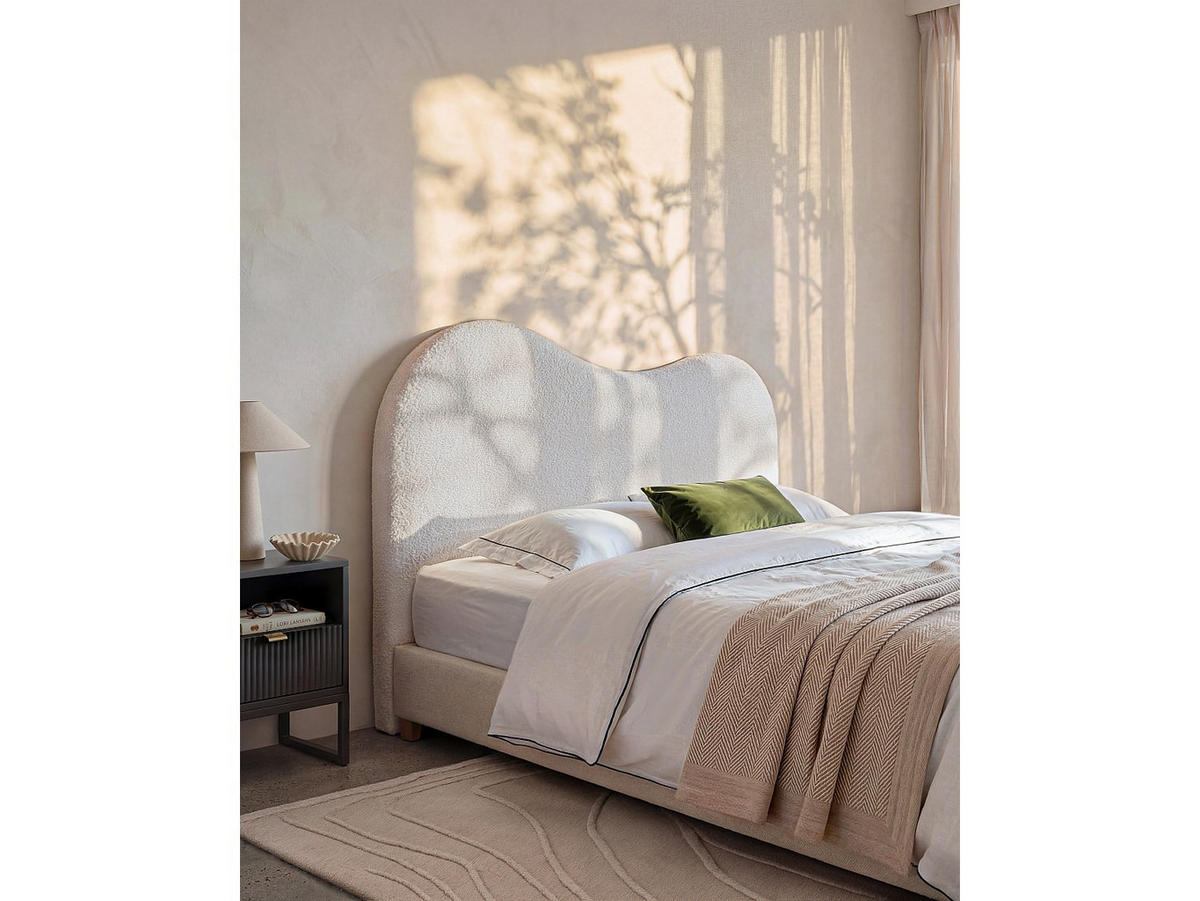 BETTKOPFTEIL - 2 Personen - Stoff - Weiß - Weiß, Textil (195/110/7cm) - Vente-Unique