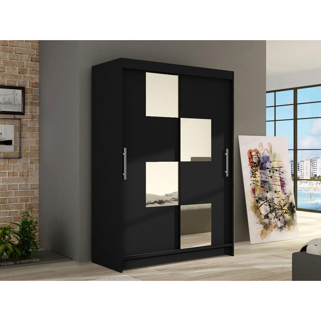 Thumbnail - Mirjan24 Kleiderschrank, Schwarz, Kunststoff, Rechteckig, 120x200x58 cm, Schlafzimmer, Kleiderschränke
