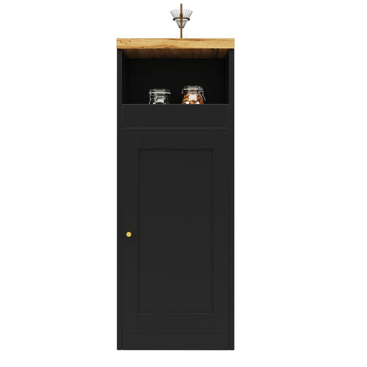 BARTISCH 198/39,6/97 cm schwarz in Holzmaserung mit 360° drehbar und LED-Beleuchtung - Schwarz, Holzwerkstoff (108/39.6/97cm) - OKWISH