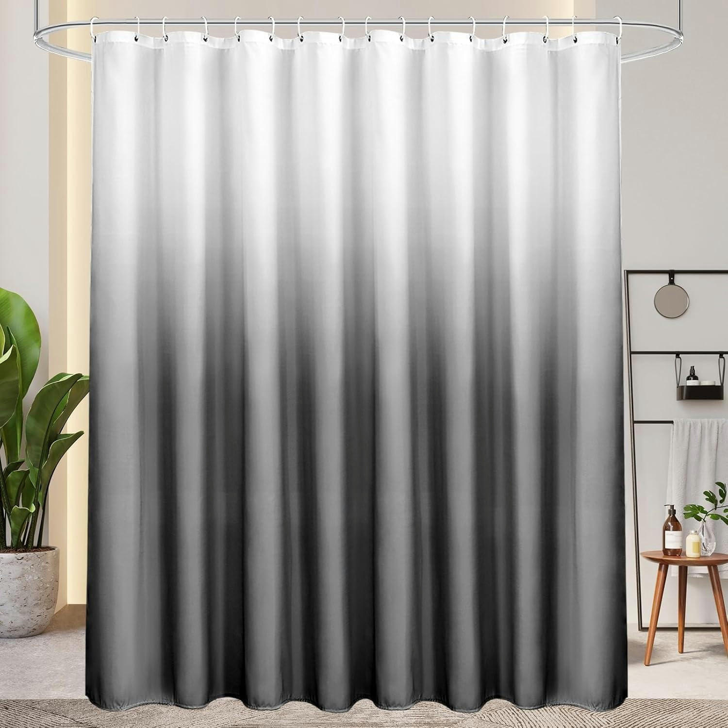 DUSCHVORHANG 240 x 200 cm Grau Farbverlauf Textil Wasserdicht Waschbar - Multicolor, Textil (240/200cm)