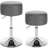 SITZHOCKER 2er Set, rund, Kunstleder, Grau - Silberfarben/Grau, Textil/Metall (38.5/54/38.5cm) - Woltu