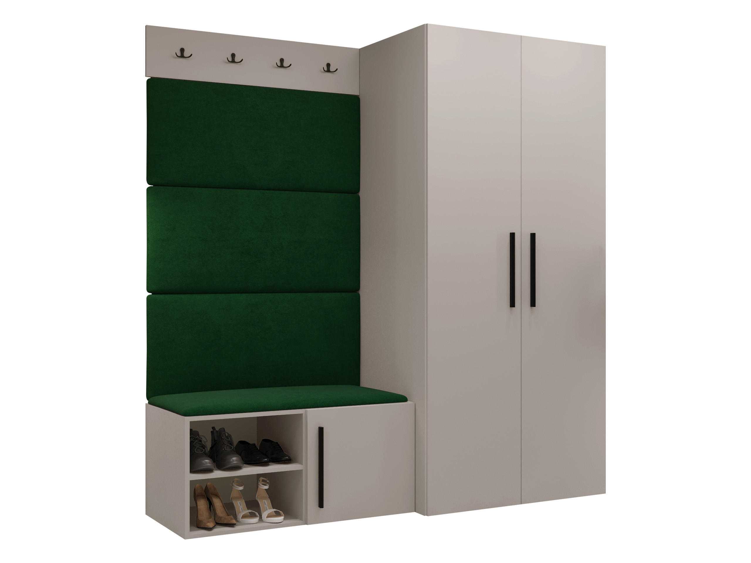 GARDEROBEN-SET Medi I - Kaschmir/Schwarz, Holzwerkstoff/Kunststoff (80/191/50cm) - MIRJAN24