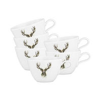 MILCHKAFFEETASSEN Life Nature Hirsch weiß-braun 370 ml 6er Set - Weiß/Braun, Keramik (0.37L) - Seltmann Weiden