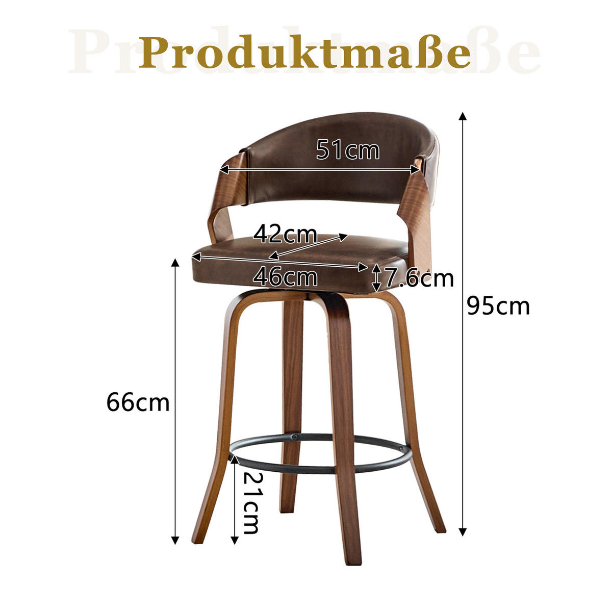 BARHOCKER 2er-Set Braun mit Rückenlehne und Holzgestell - Braun, Holz (51/95/42cm) - PANGIVO