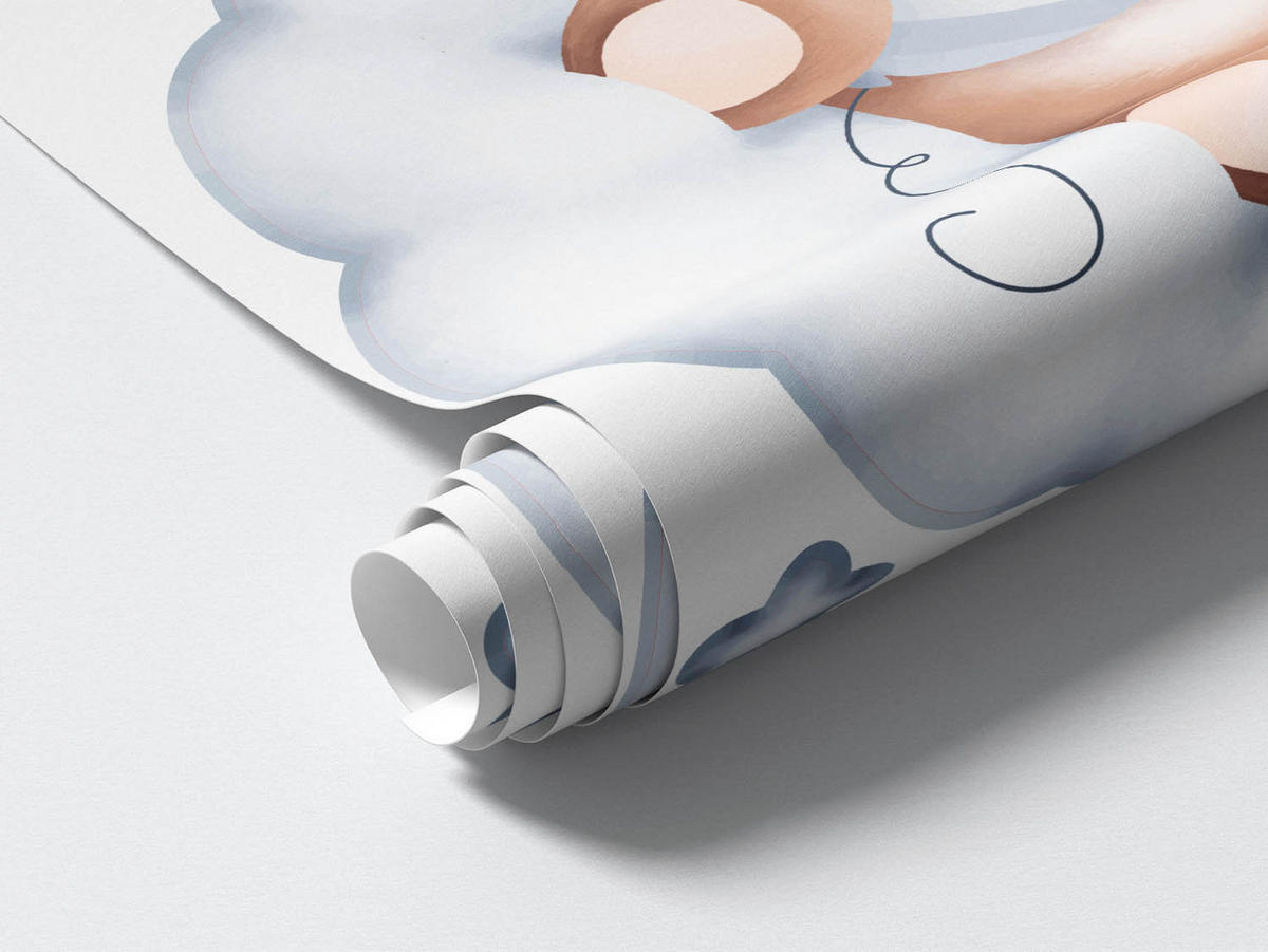 WANDAUFKLEBER 100x176cm - Teddybären am Himmel - Multicolor, Kunststoff (100/176/0.1cm) - Wallfluent