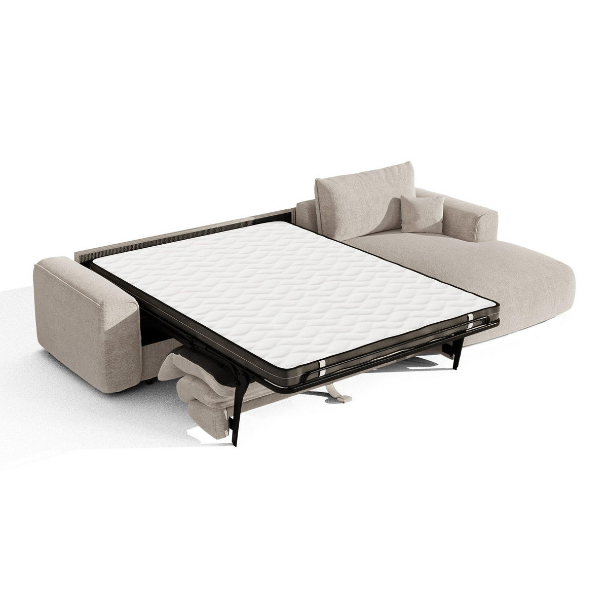 ECKSOFA rechtwinklig COMO Bouclé-Stoff Beige 300cm - Beige, Textil (300/165cm) - Premium Interiors