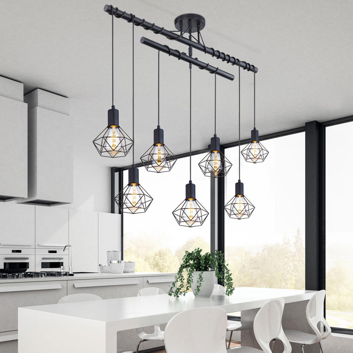 HÄNGELEUCHTE Käfig Design Schwarz matt - Schwarz, Metall (100/15/100cm)