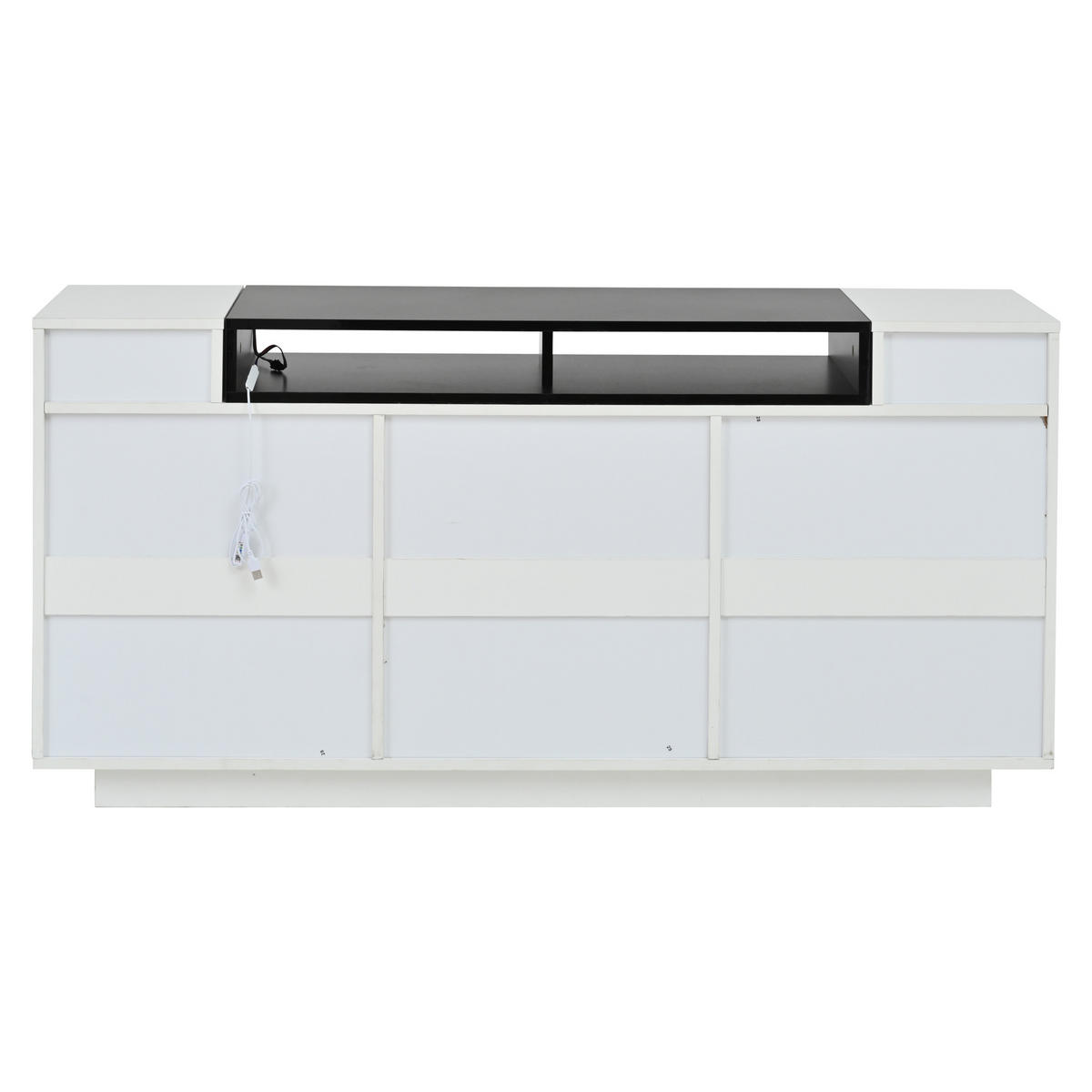 SIDEBOARD 140/40/68 cm Weiß/Schwarz mit 2 Türen und 3 Schubladen - Weiß, Holzwerkstoff (140/68/40cm) - OKWISH