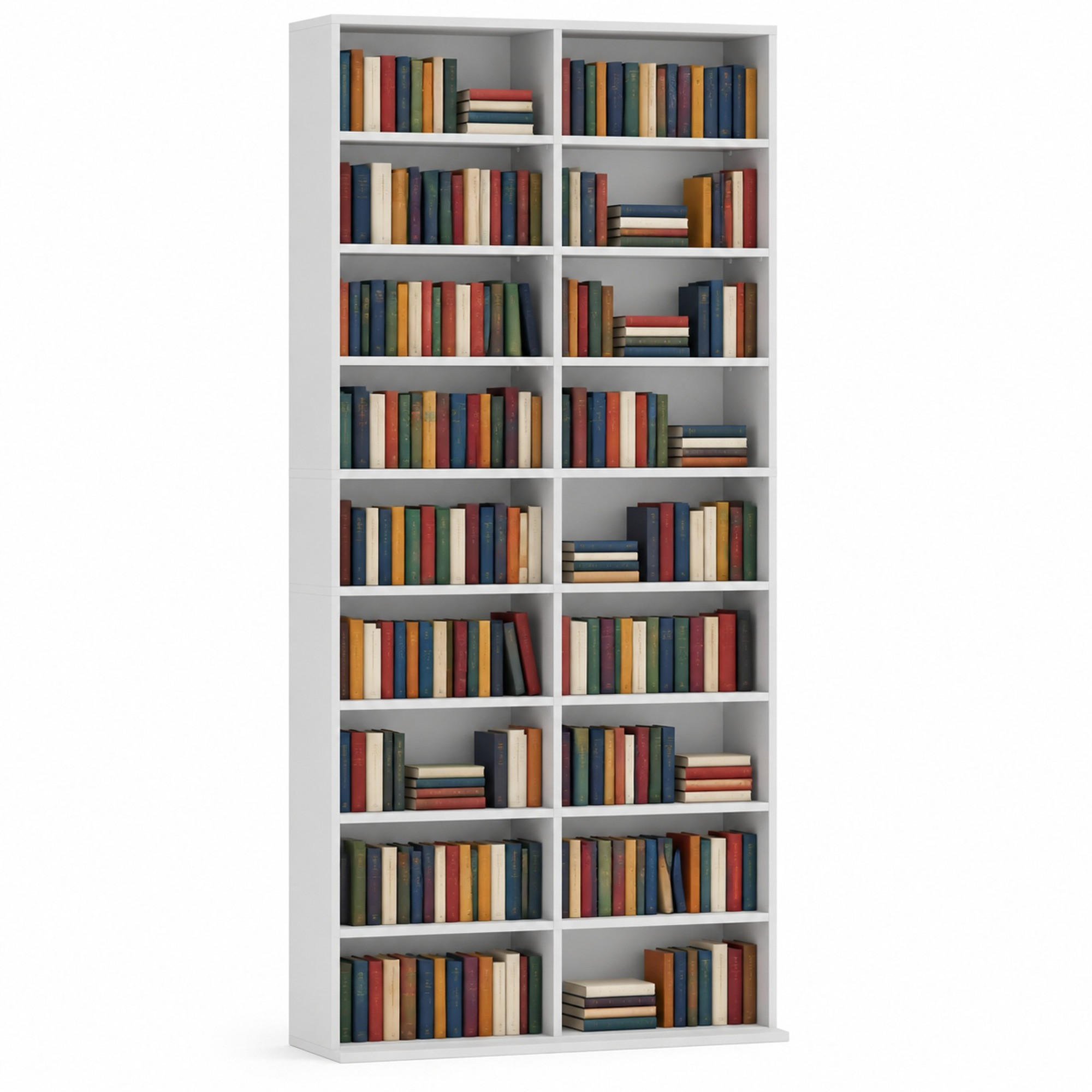 CD-REGAL mit 14 verstellbaren Böden 78,5 x 24 x 175 cm Weiß - Weiß, Holzwerkstoff (24/175/78.5cm) - Beauniv