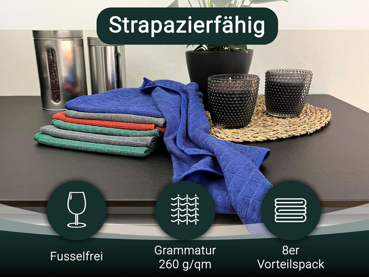 REINIGUNGSTÜCHER, 8er-Set, 40x40 cm, 80% Polyester, 20% Polyamid, farblich sortiert - Multicolor, Textil (40/40cm) - Zollner