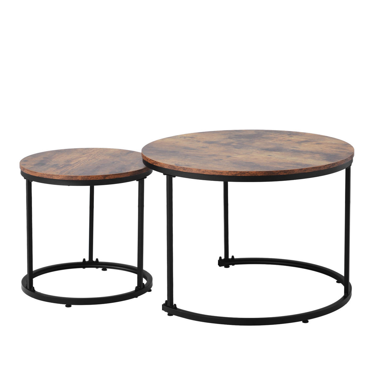 COUCHTISCH-SET aus MDF 50x70,5 cm und 45,5x44 cm Braun verschachtelbar mit Metallgestell - Braun, Holzwerkstoff (70.5/70.5/50cm) - Modfu