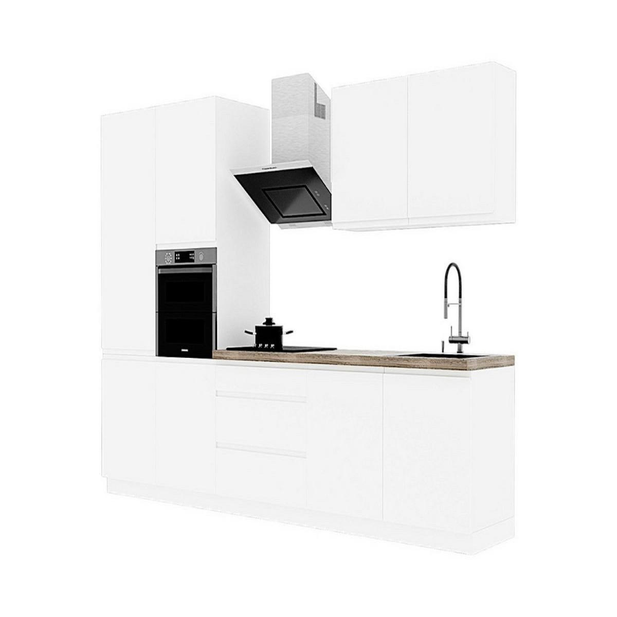 KÜCHENLEERBLOCK 320 cm Aspen K57-M320 in Weiß/Hochglanz - Weiß, Holz (320/212/60cm)