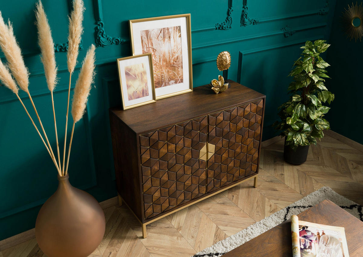 SIDEBOARD Mango 98x40x77 braun geölt DIAMOND #208 - Braun, Holz (98/77/40cm) - Massivmoebel24