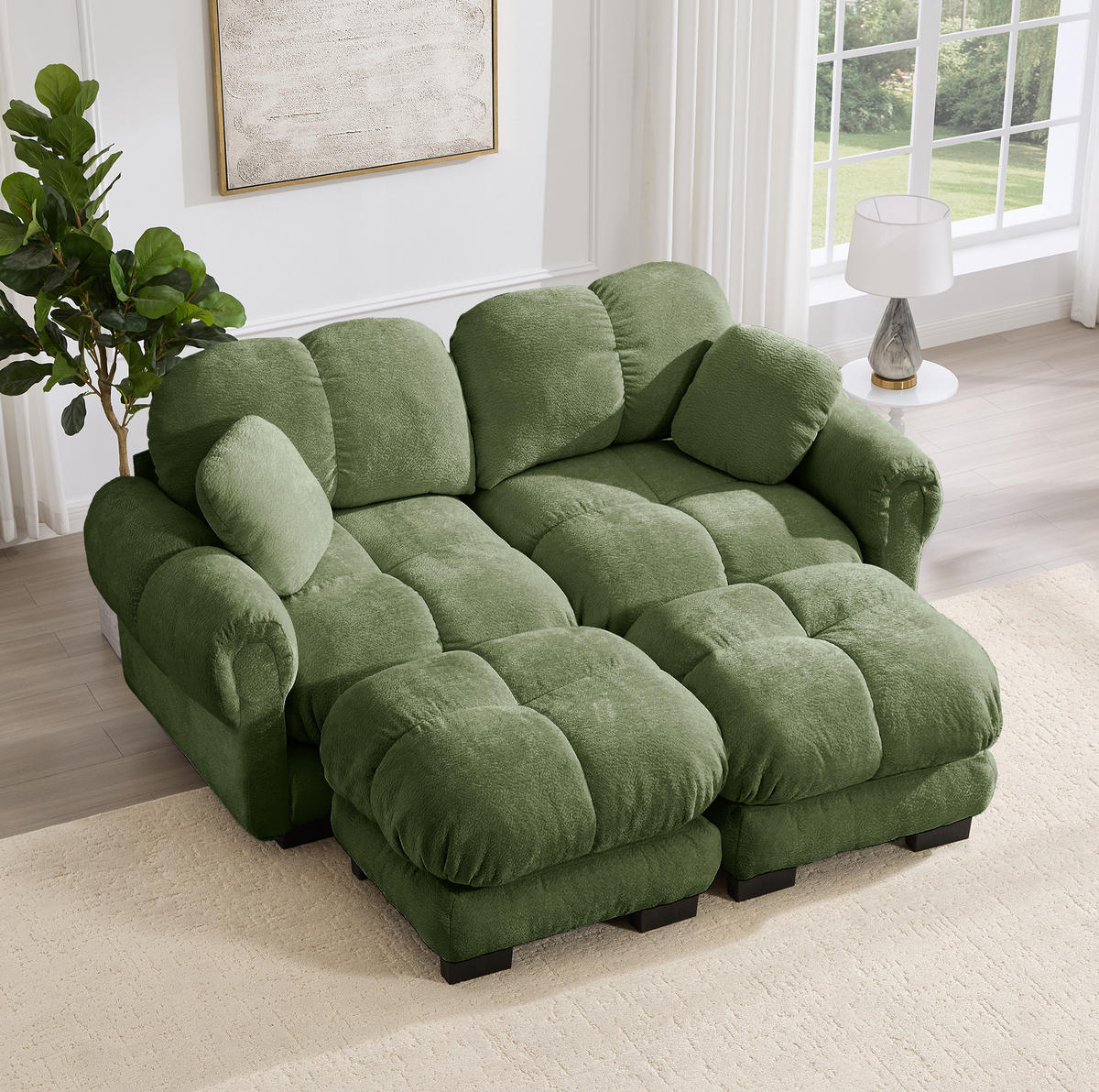 SOFA mit U-Form Chenille Grün - Grün, Holz (149/90/190.1cm) - Meubliv
