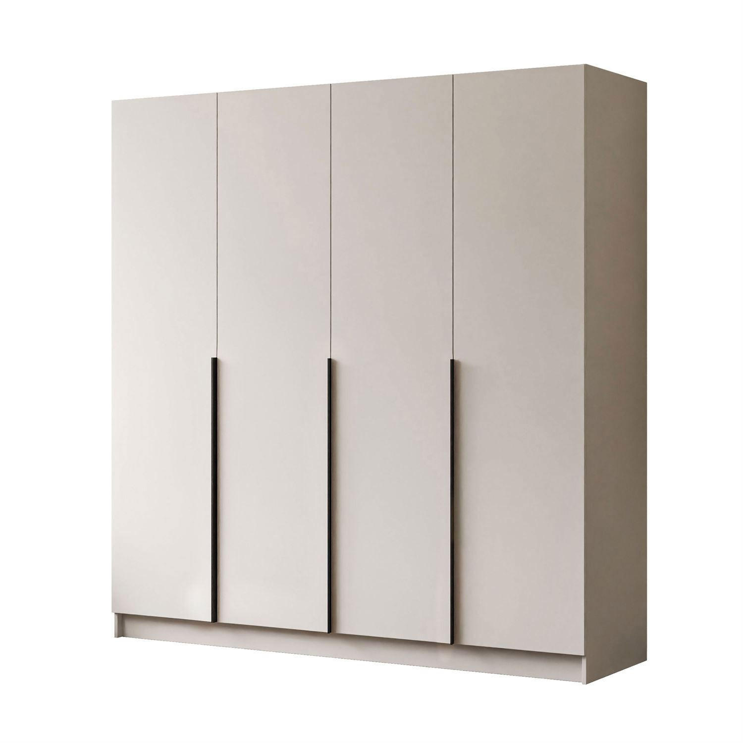 KLEIDERSCHRANK AUREL 4D in KASCHMIR mit schwarzen Griffen - Kaschmir/Schwarz, Holzwerkstoff (200/200/57cm) - Lookway