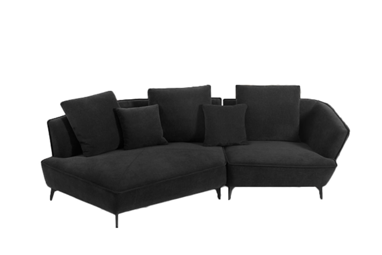 DESIGNSOFA GARBO Schwarz Webstoff - Schwarz, Textil/Metall (280/92/158cm) - KAWOLA