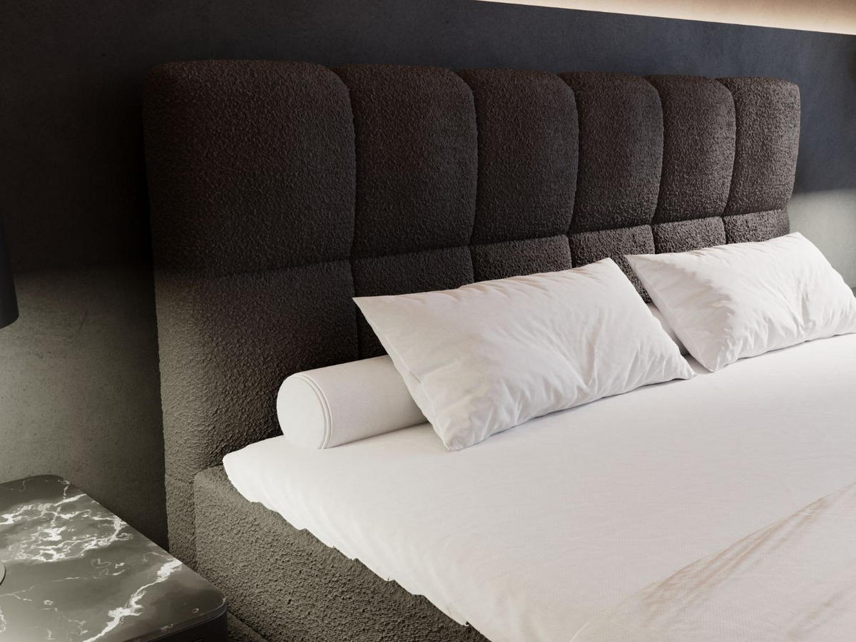 BOXBETT Alicante 180x200 Bouclé-Stoff Schwarz - Schwarz, Holz/Textil (180/200cm) - Graingold