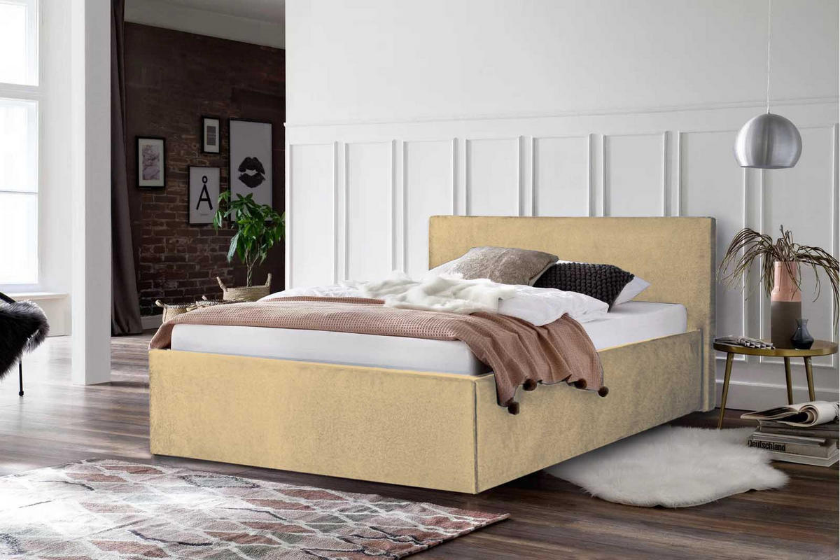 POLSTERBETT bali Toffee 140 x 200 x 40 cm Stauraum Ohne Matratze und Lattenrost - Beige, Holz (140/200cm) - Halmon Schlafkomfort Betten 