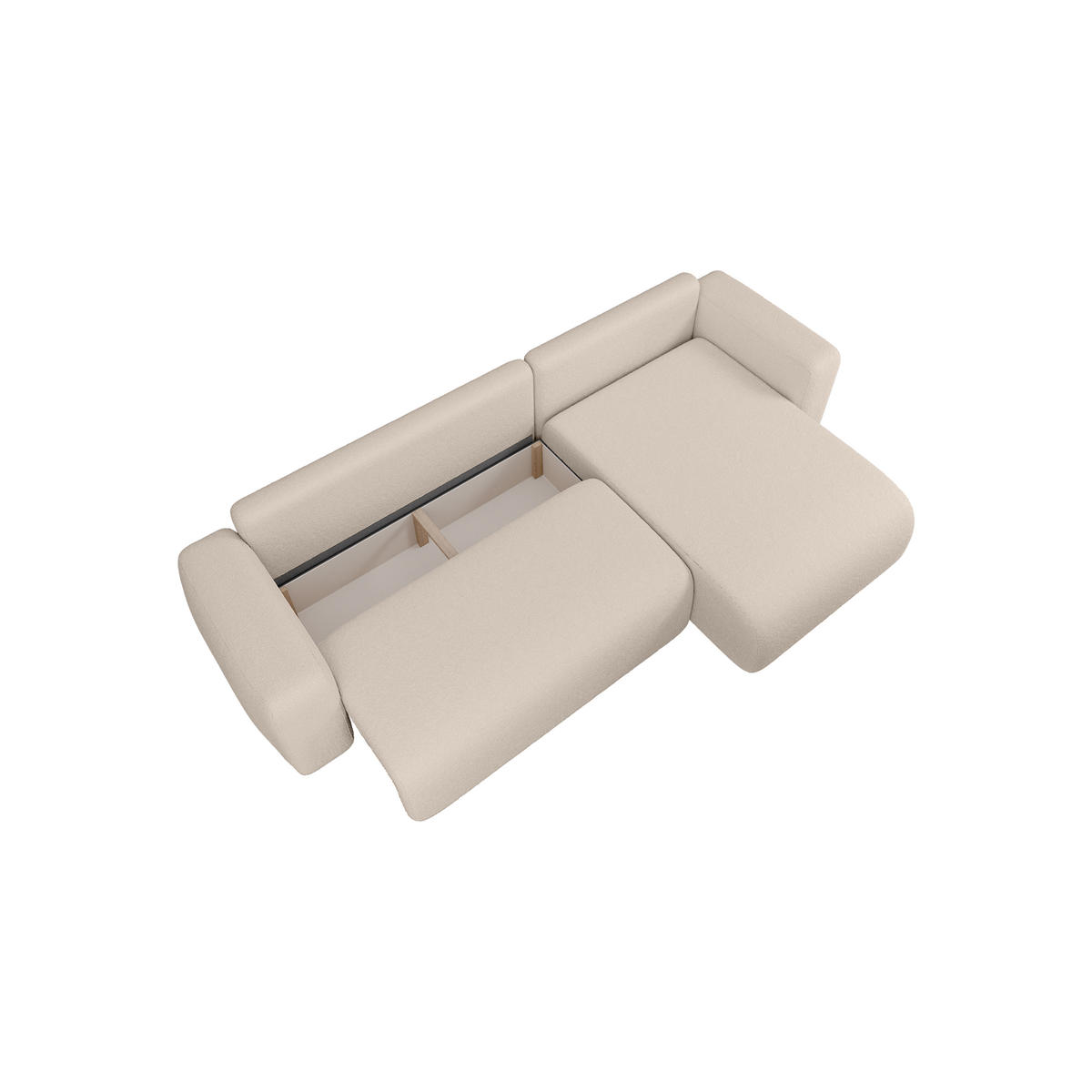 ECKSOFA TALW L mit Schlaffunktion, Beige - Beige, Textil (294/185cm) - Fedve