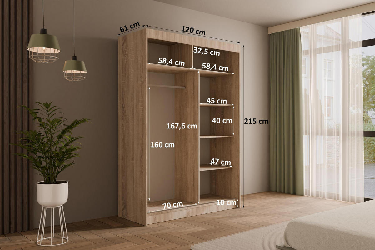 KLEIDERSCHRANK AMOHA - 120 cm - Sonoma Eiche - Sonoma Eiche, Holzwerkstoff (120/215/61cm) - ALTDECOR