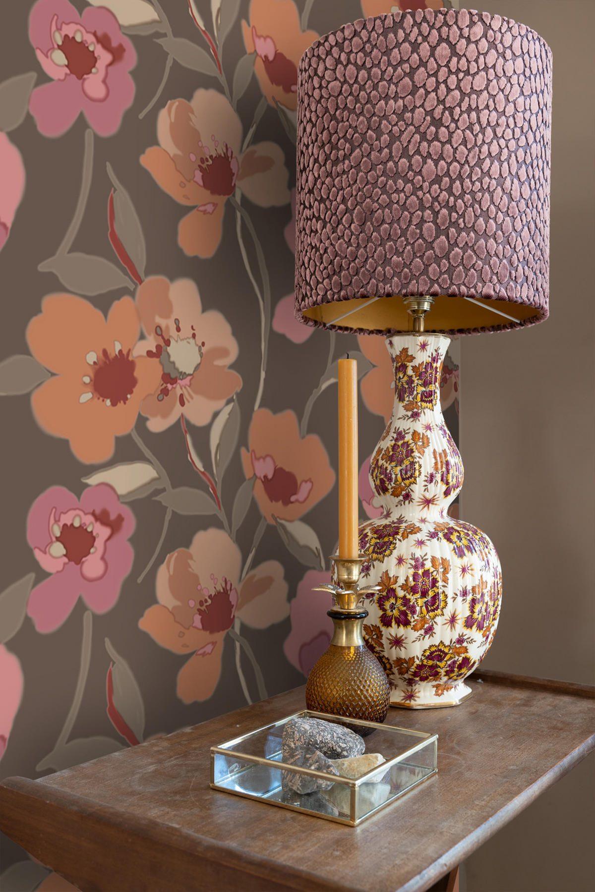 TAPETE Blumen 50 x 900 cm - Terracotta, Papier (50/900cm) - ESTAhome