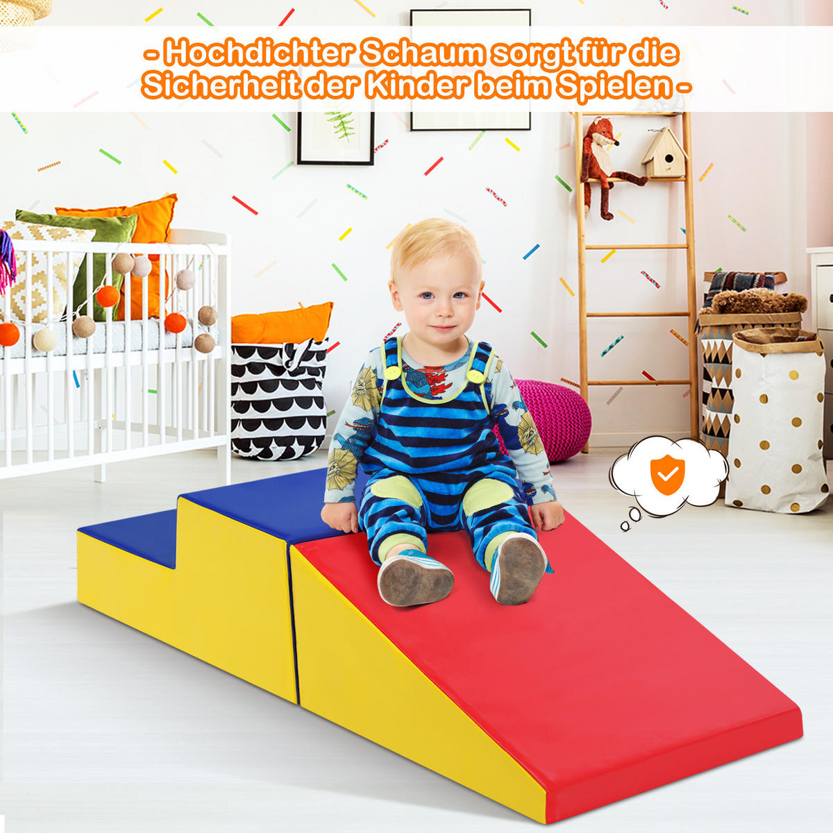 SOFTBAUSTEINE Blau (2er-Set) - Blau, Leder (50/26/50cm) - COSTWAY