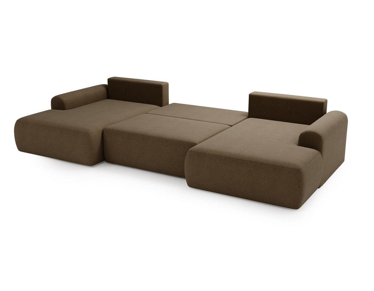 WOHNLANDSCHAFT Aurora Braun, mit Schlaffunktion in Lambi Stoff - Braun, Holzwerkstoff/Textil (344/92/177cm) - Bettso
