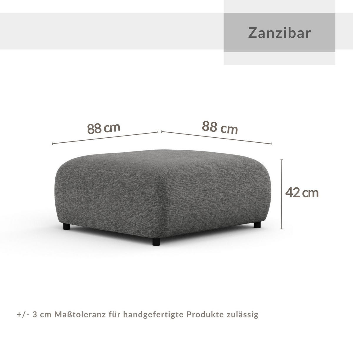POUF S Zanzibar Grün Chenille - Schwarz/Grün, Holz/Holzwerkstoff (88/37/88cm) - Maison de Reve