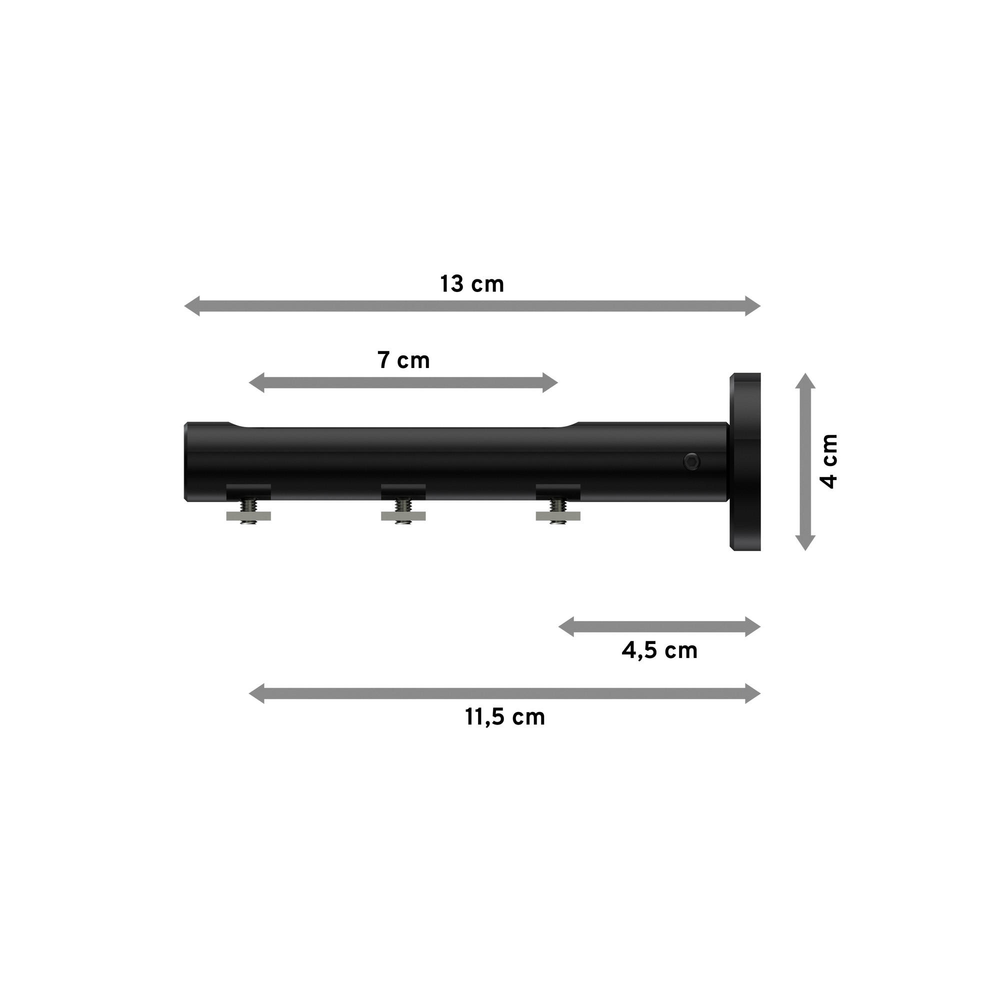 TRÄGER FÜR INNENLAUFSTANGEN 20 mm Ø, Siteno Langloch 1 bis 3-läufig, Schwarz - Schwarz, Metall (13/4/4cm) - INTERDECO