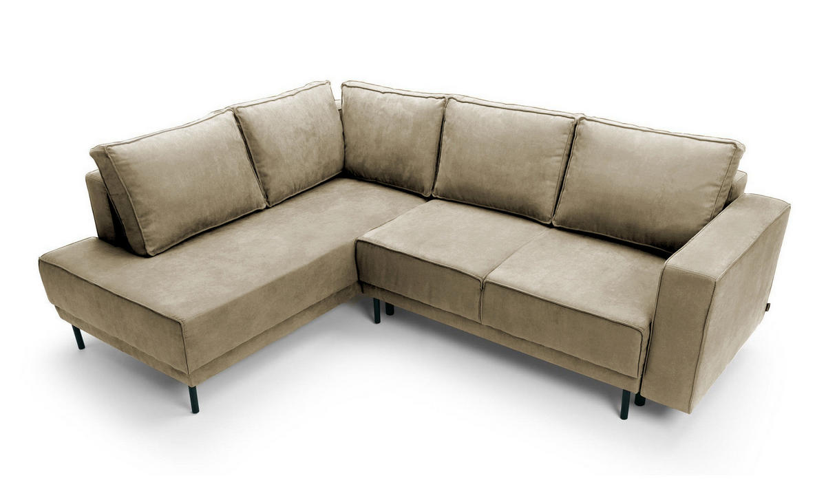 ECKSOFA Rodario Beige Velours - Beige/Schwarz, Textil/Metall (247/187cm) - Selsey
